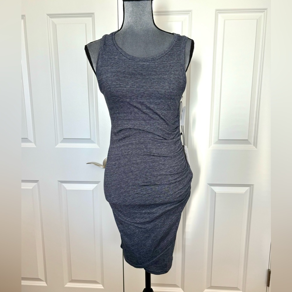 NORDSTROM BLUE HEATHER RUCHED DRESS